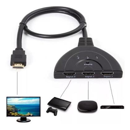 Imagem de Hub Switch Hdmi 1x3 com cabo rabicho 20cm