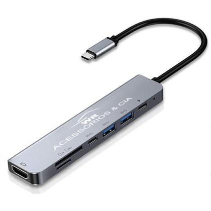 Imagem de Hub Tipo-C 7 em 1 - Com USB 3.0 HDMI e Entrada para SD Card/ TF Card