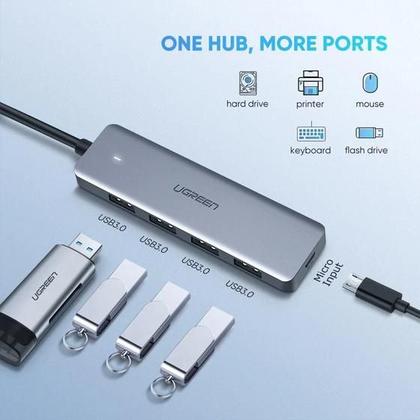 Imagem de Hub Ugreen 5 Em 1 Slim Usb Tipo C 4 Portas Usb 3.0 Alumínio 