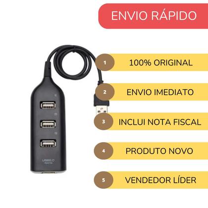 Imagem de Hub Usb 2.0 4 Portas Extensor Usb Notebook Velocidade 480mb