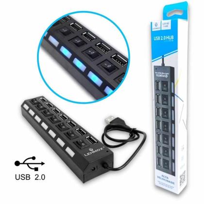 Imagem de Hub Usb 2.0 Com 7 Portas Switch On/off E Led Indicador - Lehmox