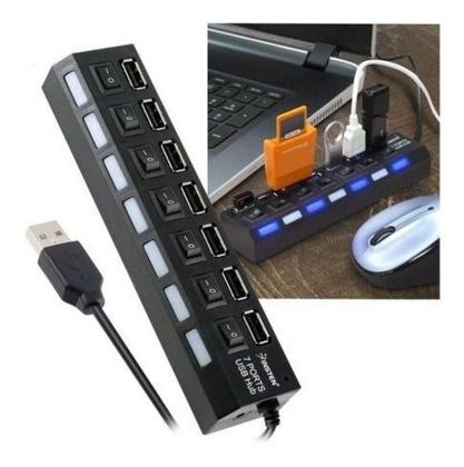 Imagem de Hub USB 2.0 Extensor USB 7 Portas Switch On/Off Led Indicador 480mbps - LEHMOX