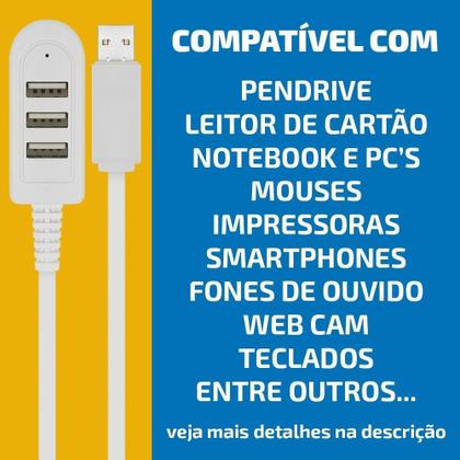 Imagem de Hub Usb 2.4 Alta Velocidade 3 Portas Pendrive Mouse Teclado