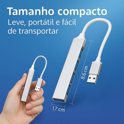 Imagem de Hub USB 3.0 4 Portas Extensão para PC Notebook Adaptador Pendrive Externo