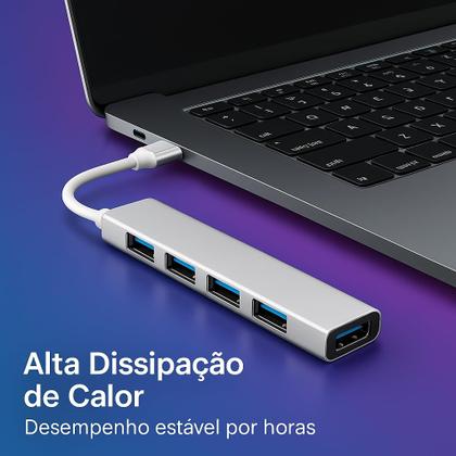 Imagem de Hub USB 3.0 4 Portas Extensão para PC Notebook Adaptador Pendrive Externo