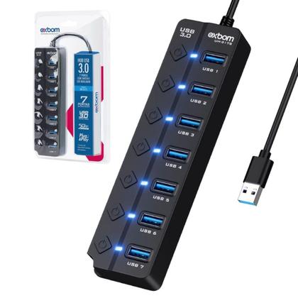 Imagem de Hub USB 3.0 7 Portas com Interruptores Exbom UH-317s
