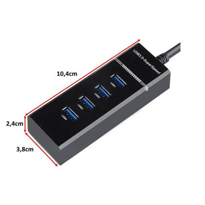 Imagem de HUB USB 3.0 Cabo 30cm Gbps5 4 Portas Conexão Dados De Alta Qualidade LEY200
