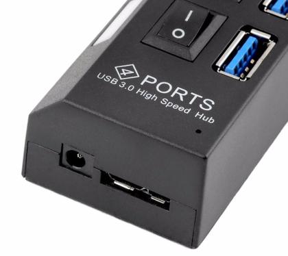 Imagem de Hub Usb 3.0 Com 4 Portas High Speed 5 Gbps Com Teclas On-off