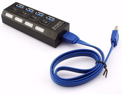 Imagem de Hub Usb 3.0 Com 4 Portas High Speed 5 Gbps Com Teclas On-off