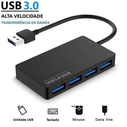 Imagem de Hub USB 3.0 De Alta Velocidade Com 4 Portas, Adaptador Divisor De Cabo De Dados, Plug And Play Para