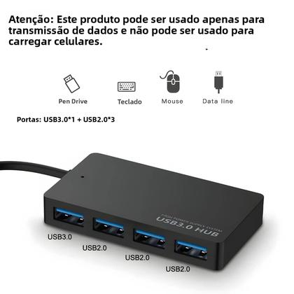 Imagem de Hub USB 3.0 De Alta Velocidade Com 4 Portas, Adaptador Divisor De Cabo De Dados, Plug And Play Para
