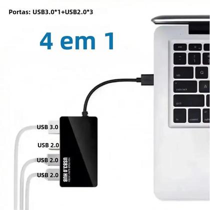 Imagem de Hub USB 3.0 De Alta Velocidade Com 4 Portas, Adaptador Divisor De Cabo De Dados, Plug And Play Para