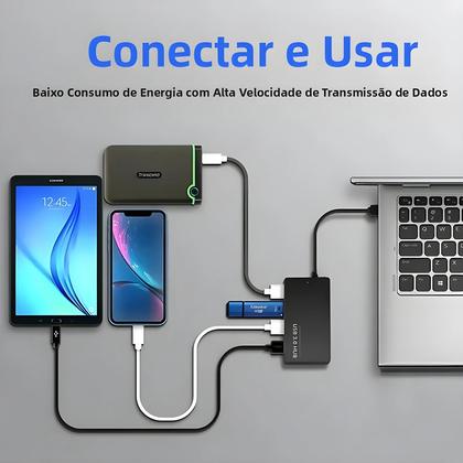Imagem de Hub USB 3.0 De Alta Velocidade Com 4 Portas, Adaptador Divisor De Cabo De Dados, Plug And Play Para