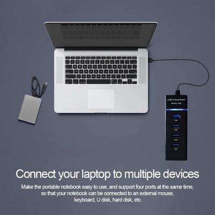 Imagem de Hub Usb 3.0 Expansão 4 Portas 5.0gb/s Super Speed Com Led Indicador