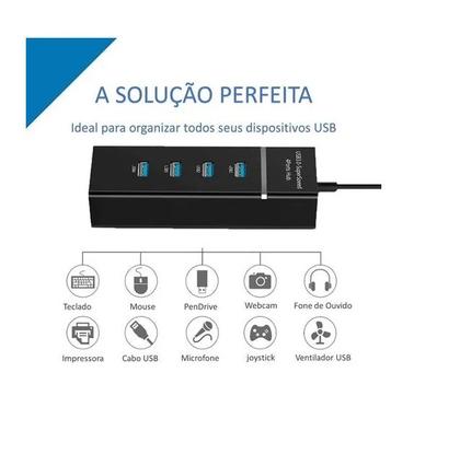 Imagem de Hub Usb 3.0 Extensor 4 Portas Alta Velocide Pen Drive Mouse