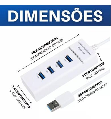 Imagem de Hub Usb 3.0 Extensor 4 Portas High Speed Hd Pen Drive UH30A BRANCO