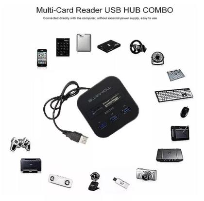 Imagem de Hub Usb 3.0 Extensor 5 Em 1 Leitor Cartão Micro Sd Tf Not Pc