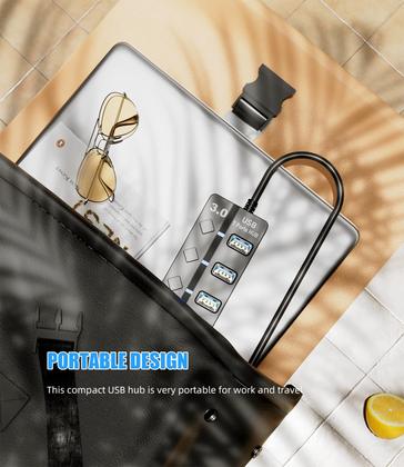 Imagem de Hub USB 3.0 PANPEO Divisor de hub de dados USB de 7 portas com cabo de 3 pés