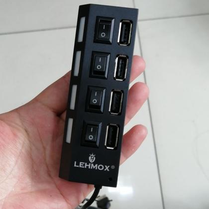 Imagem de Hub Usb 4 Portas 2.0 - Com Led Indicador e Botão Liga Desliga Extensor Hi-Speed 480mbps LEY-21 Lehmox