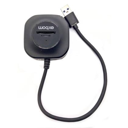 Imagem de HUB USB 5 em 1 com 3 Portas USB 2.0 + 1 Leitor de Cartão microSD + 1 SD Exbom UH-R23