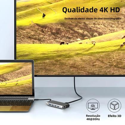 Imagem de Hub USB-C 11 em 1 com 4K HDMI e PD 87W - Adaptador Tipo C para MacBook Pro/Air