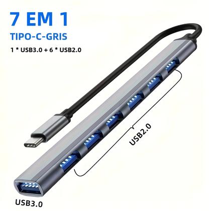 Imagem de Hub USB-C 7 em 1 Vienon - Alumínio, USB 3.0, USB 2.0 e 2x USB-C