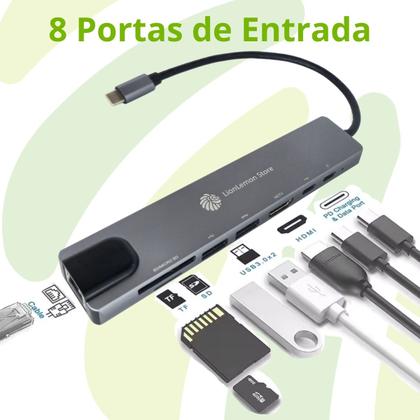 Imagem de Hub USB C, Adaptador Hub 8 em 1 USB C para Laptops, Smartphone, Samsung Dex, Tablets, Nintendo Switch