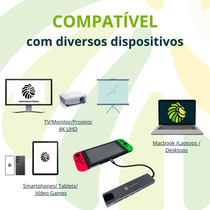 Imagem de Hub USB C, Adaptador Hub 8 em 1 USB C para Laptops, Smartphone, Samsung Dex, Tablets, Nintendo Switch