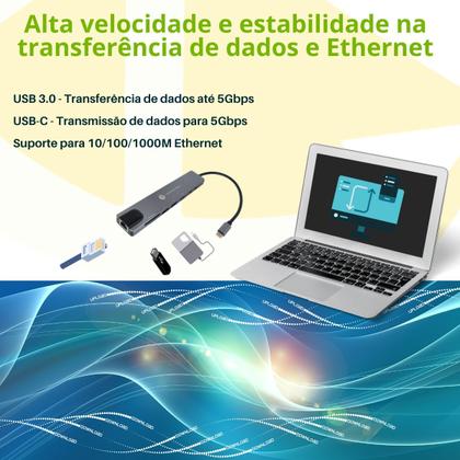 Imagem de Hub USB C, Adaptador Hub 8 em 1 USB C para Laptops, Smartphone, Samsung Dex, Tablets, Nintendo Switch