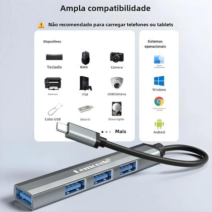 Imagem de Hub USB-C De 4 Portas Tipo C USB3.0 OTG Adaptador Multi Splitter Para Acessórios De Laptop Lenovo