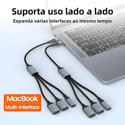 Imagem de Hub USB-C De Alta Velocidade 60W Com 3/2 Portas OTG PD, Adaptador De Carregamento Rápido E Divisor