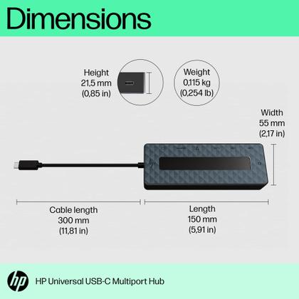 Imagem de Hub USB-C de várias portas HP Universal Black 7 portas 4K HDMI