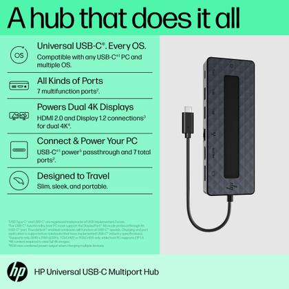 Imagem de Hub USB-C de várias portas HP Universal Black 7 portas 4K HDMI