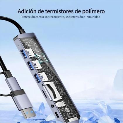 Imagem de Hub USB C Extensor Adaptador 8 Em 1 Com Leitor de Cartão SD TF Usb 3.0