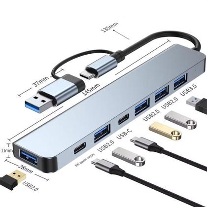Imagem de Hub USB C Extensor Adaptador 8 Em 1 Com Leitor de Cartão SD TF Usb 3.0