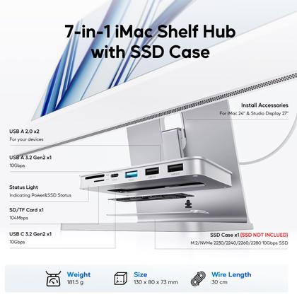 Imagem de Hub USB C PULWTOP para iMac de 24 polegadas e monitor de estúdio de 27 polegadas
