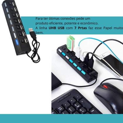 Imagem de Hub USB com Power Switch Ideal para Mesa de Trabalho