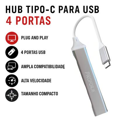 Imagem de HUB Usb E Tipo-c 4 Portas Rapido Mouse Teclado Hd Tipo-c - Prata