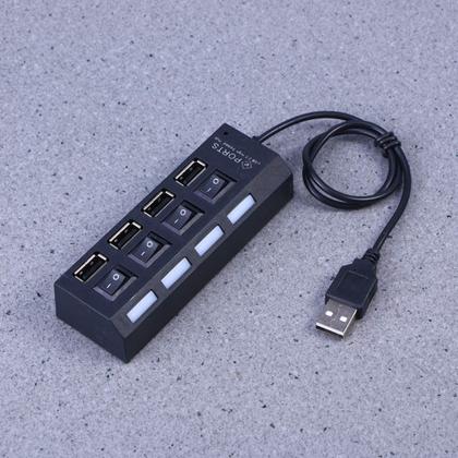 Imagem de Hub USB portátil  com 4 portas USB 2.0 de alta velocidade Hub de expansão de dados divisor USB
