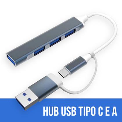 Imagem de Hub Usb Tipo C e A 3.0 4 Portas Usb 3.0 5 Gbps Para Computador Celular