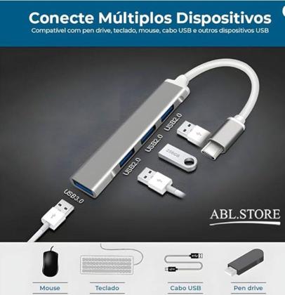 Imagem de Hub Usb Type-c 4 Portas Usb 3.0 5 Gbps - TEBERA