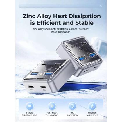 Imagem de Hub USB3.2 ORICO De 10Gbps Para Macbook E Mac Mini Com 2 Portas USB a E 2 Portas USB C, Divisor De