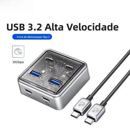 Imagem de Hub USB3.2 ORICO De 10Gbps Para Macbook E Mac Mini Com 2 Portas USB a E 2 Portas USB C, Divisor De