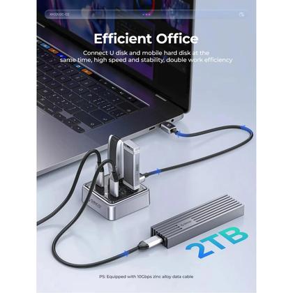 Imagem de Hub USB3.2 ORICO De 10Gbps Para Macbook E Mac Mini Com 2 Portas USB a E 2 Portas USB C, Divisor De