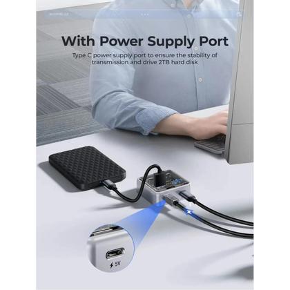 Imagem de Hub USB3.2 ORICO De 10Gbps Para Macbook E Mac Mini Com 2 Portas USB a E 2 Portas USB C, Divisor De