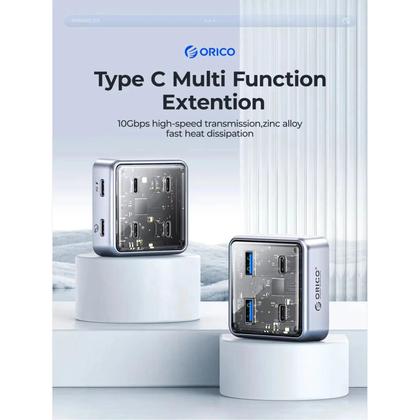 Imagem de Hub USB3.2 ORICO De 10Gbps Para Macbook E Mac Mini Com 2 Portas USB a E 2 Portas USB C, Divisor De