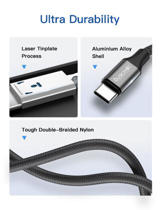 Imagem de Hubonic Cabo Tipo-C USB Turbo Nylon Carregamento Cabo de Dados Reforçado Compatível Premium