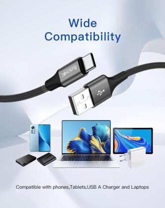Imagem de Hubonic Cabo Tipo-C USB Turbo Nylon Carregamento Cabo de Dados Reforçado Compatível Premium