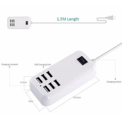 Imagem de Hubs 20w power adapter 6 entradas usb 1,5 metros