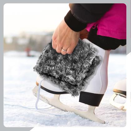 Imagem de Ice Skate Blade Covers, redondo, engraçado, presente de inverno, cinza para crianças